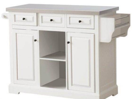 HomCom 51" x 18" x 36" Pine Wood Stainless Steel Portable Multi-Storage Rolling Kitchen Island Cart