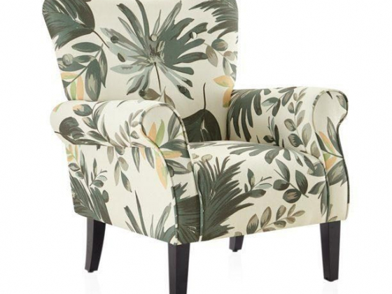 BELLEZE Modern Accent Chair Roll Arm Living Room Cushion Fabric w/ Wooden Leg, Green Floral