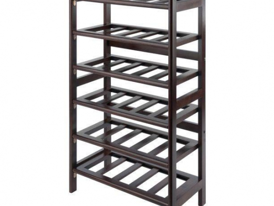 Winsome Wood Silvi 30-Bottle Wine Display Rack, Walnut Finish