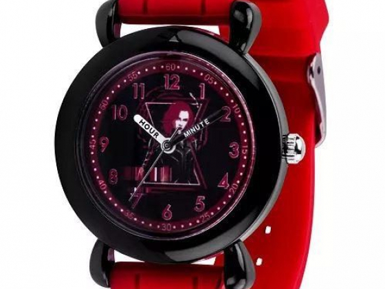 Ewatchfactory Marvel Black Widow Girls' Black Plastic Watch 32mm