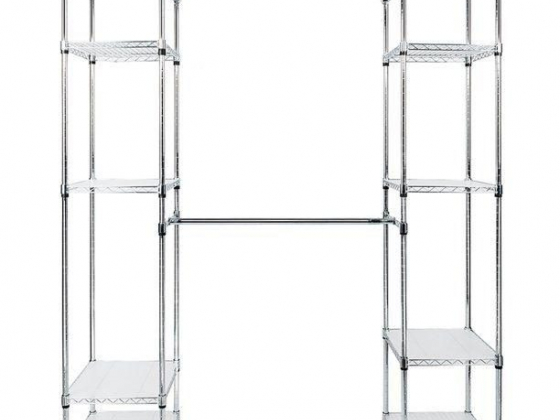 Custom Closet Organizer Shelves System Kit Expandable Clothes Storage Metal Rack - Silver