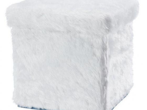 Mainstays Collapsible Storage Ottoman, Fur White