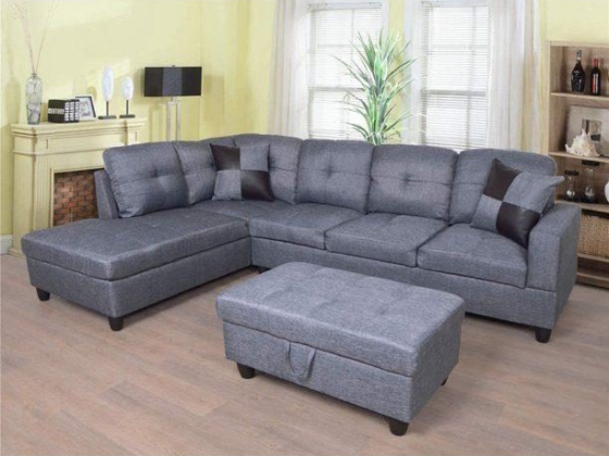 PonLiving Furniture 3-PCPiece Sectional Sofa Couch Set, L-Shaped Modern Sofa with Chaise Storage