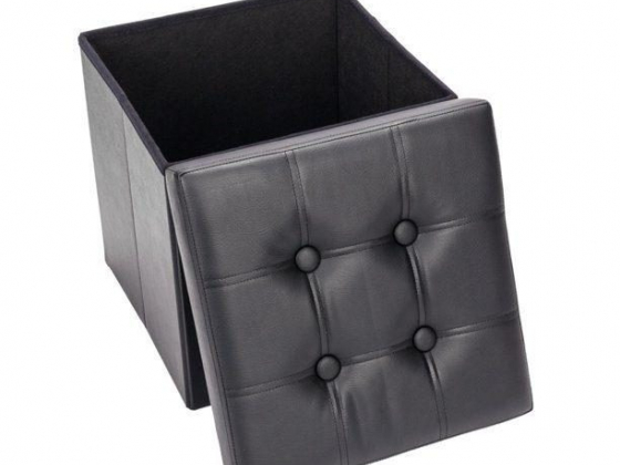 JosLiki Folding Storage Ottoman, Leather Foot Stool Ottoman for Bedroom and Hallway, Small Rectangle