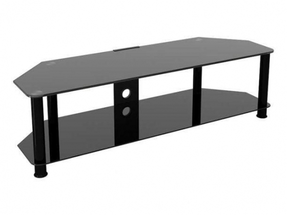AVF Group Classic Corner Glass TV Stand with Cable Management Up tp 65" Screen Size, Black