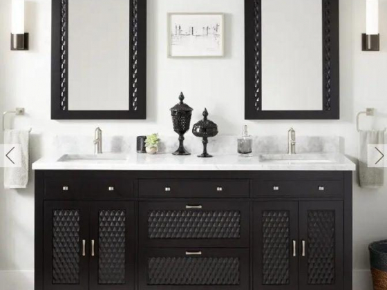 72" THORTON MAHOGANY DOUBLE VANITY FOR RECTANGULAR UNDERMOUNT SINK - BLACK