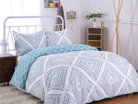 JML Bedding Contemporary 85 GSM Geometric Classic Plush Sateen 3 Pieces, With Duvet Cover Shams