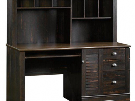 Pemberly Row Computer Desk with Hutch in Antiqued Paint