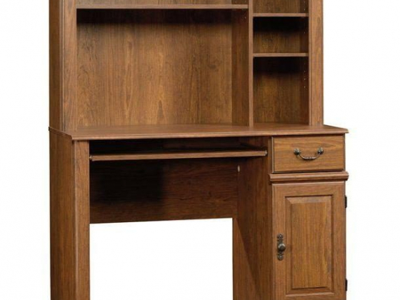 Bowery Hill Small Computer Desk with Hutch in Milled Cherry
