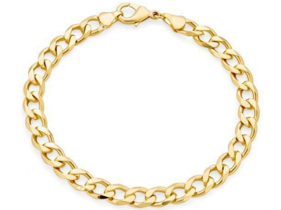 Biker Jewelry Mens Flat Miami Cuban Curb Link Bracelet for Men 180 Gauge Heavy Polished 18K Gold...