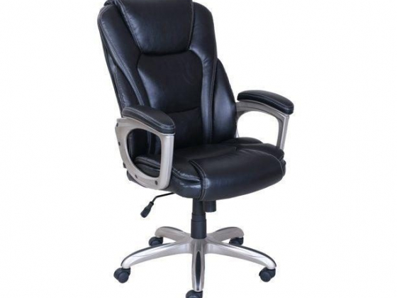 Serta Big & Tall Bonded Leather Commercial Office Chair with Memory Foam, Black