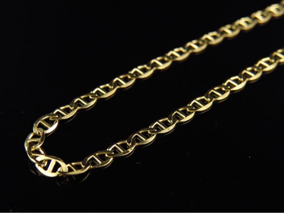 Men's 10K Solid Yellow Gold 2.5MM Flat Mariner Link Style Chain 16-24 Inches