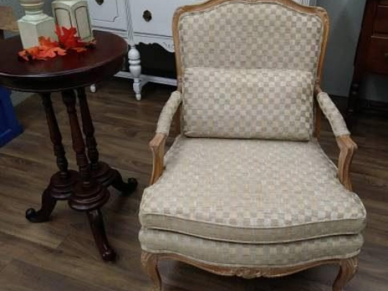 Upholstered Arm Chair - $75 (Buford, Queen of Hearts Antiques)
