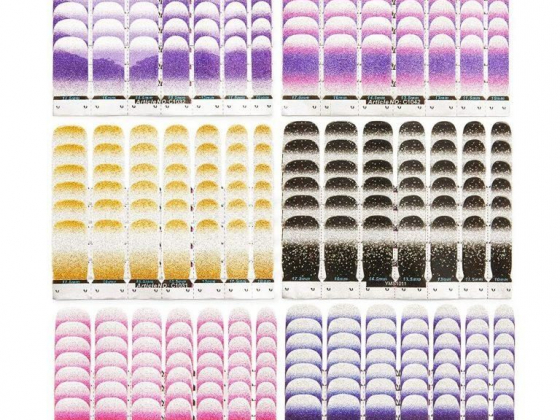 20 Sheets Glitter Nail Art Polish Strips, Ombre Manicure Wraps Stickers Decals, 6 Colors