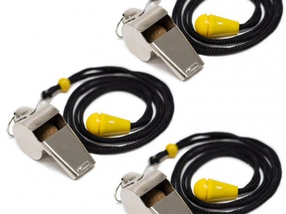 3-pack of Stainless Steel Whistles with Lanyards – Great for Coaches, Referees, and Officials by,