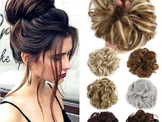 SAYFUT Ponytail Buns Wrap Bun Chignon Hair Extensions Wavy Curly Wedding Donut Hair Extensions