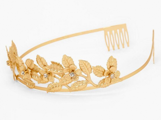 Gold Glam Rhinestone Flower Tiara