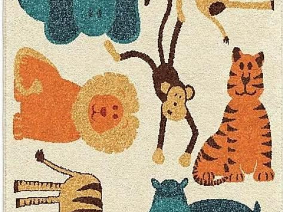 Aria Rugs Kids Court 3-Foot 10-Inch x 5-Foot 1-Inch Safari Rug in Beige