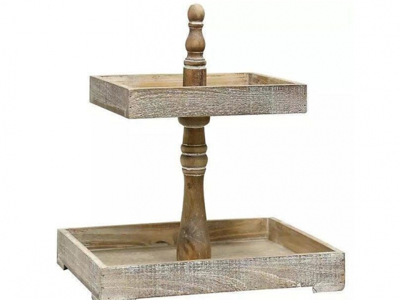 Distressed Wooden 2-Tier Tray