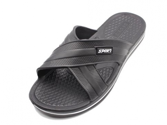 SLM Men's Casual Slide Shower Sandals Poolside Shoes Crisscross Beach Shoes-Black 7 D(M) US
