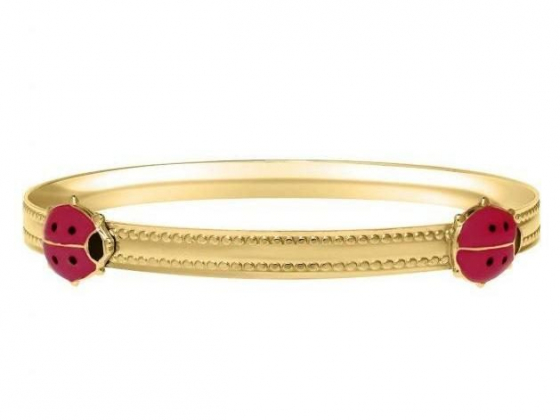 Macy's Children's Ladybug Bangle Bracelet in 14k Yellow Gold over Brass Alloy