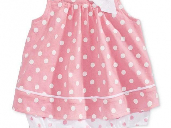 First Impressions Baby Girls Dot-Print Cotton Skirted Romper, Created for Macy's