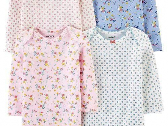 Carter's Baby Girls 4-Pk. Printed Cotton Long Sleeve Bodysuits