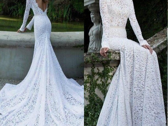 Fashion Elegant Women Spring Ball Gown White Lace Wedding Dress Sexy Bridal Luxurious