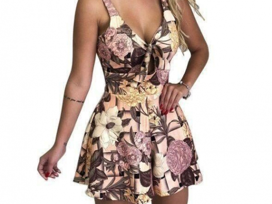 Summer Women Fashion Printed Romper Strap Jumpsuits