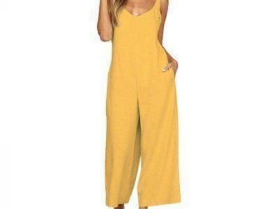 Women Fashion Cropped Pants Strap Jumpsuit Suspenders Jumpsuit