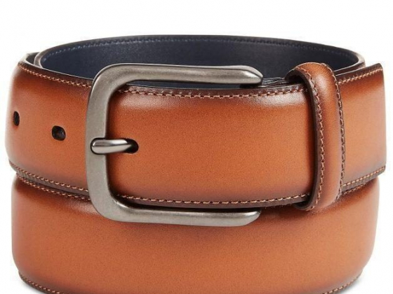 Original Penguin Men's Burnished Bird Leather Belt