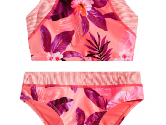 Breaking Waves Big Girls 2-Pc. Twin Print Bikini