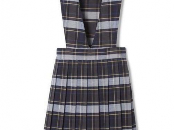 French Toast Big Girls V-Neck Pleated Plaid Jumper