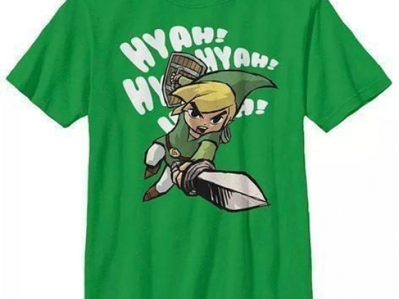 Fifth Sun Nintendo Big Boy's Legend of Zelda Hyah Link Sword Swing Short Sleeve T-Shirt
