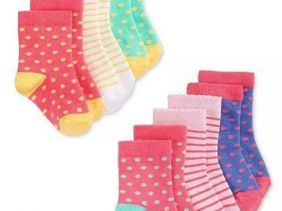 First Impressions Baby Girls 6-Pack Print & Dot Crew Socks, Created for Macy's