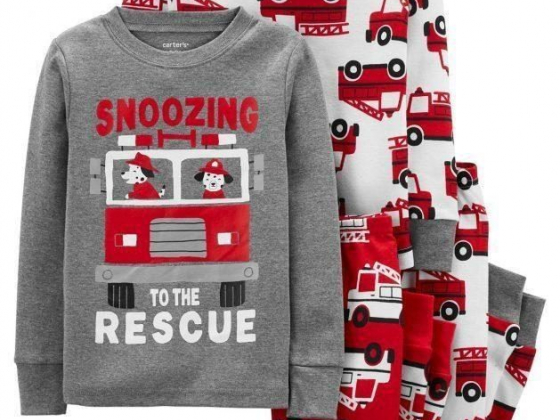 Carter's 4-Piece Firetruck 100% Snug Fit Cotton PJs