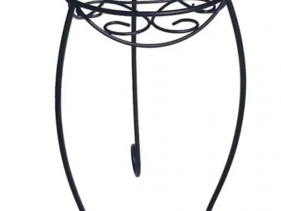 Style Selections 21-in H x 11.25-in W Black Outdoor Round Steel Plant Stand
