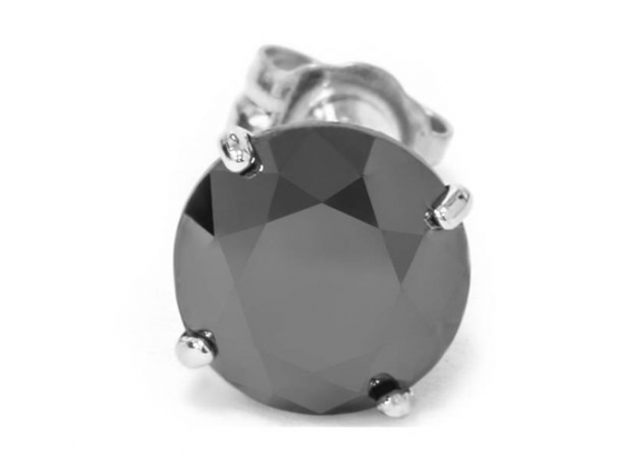 Mens 1/2ct Black Diamond Stud Earring 14K White Gold