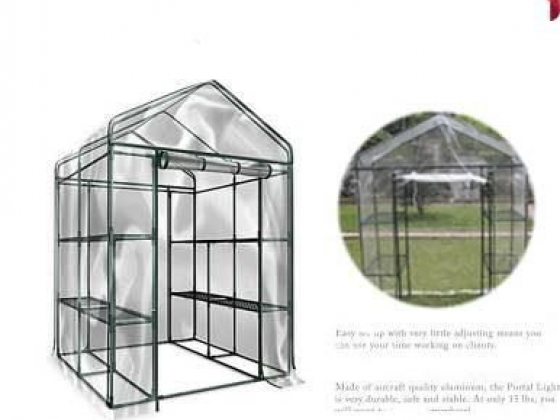 3-TIER WALK-IN GREENHOUSE WITH 6 SHELVES AND CLEAR PVC COVER