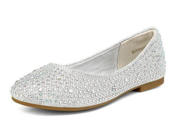 Dream Pairs Kids Girls Fashion Flat Shoes Princess Dress Shoes Slip On Wedding Shoes Muy-Shine Silve