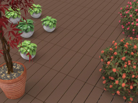 Nature Spring Patio and Deck Tiles- Interlocking Slat Pattern Outdoor Floor Pavers Weather Resistant