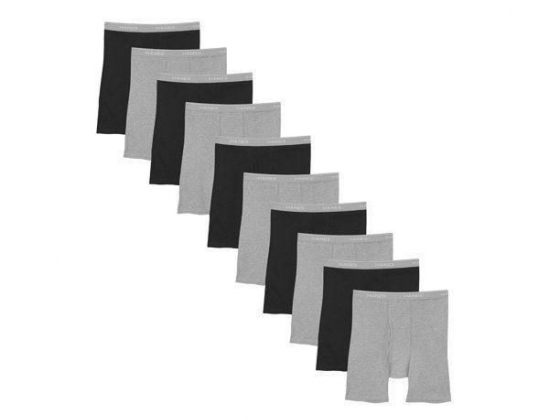 Hanes Men's Super Value Pack Black/Grey Boxer Briefs, 10 Pack