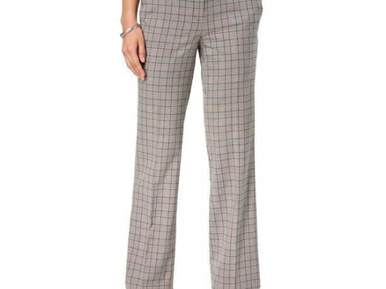 Nine West Womens Plaid Dress Pants, Grey, 6