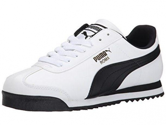 Puma 353572-04: Men's Roma Basic Fashion White/Black Leather Sneaker (8.5 D(M) US Men)