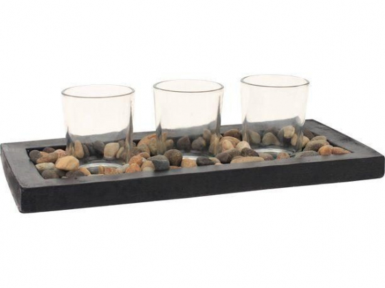 Mainstays Stone Tea Light Candle Garden with 3 Glass Tea Light Candle Holders