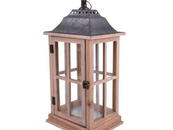 Better Homes & Gardens Rustic Wood Candle Holder Lantern, Medium