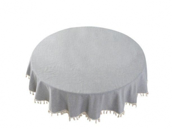 Mnycxen Tassel Tablecloth Cotton Linen Dust Proof Table Cover for Kitchen Dinning Tablet
