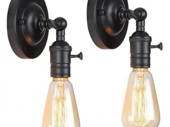 Industrial Wall Sconce 2 Pack, Small Wall Light Fixtures, Farmhouse Wall Lighting, Adjustable Wall S