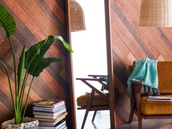 Wood Rectangle Leaner Mirror Brown 24 inch x 65 inch by Drew Barrymore Flower Home