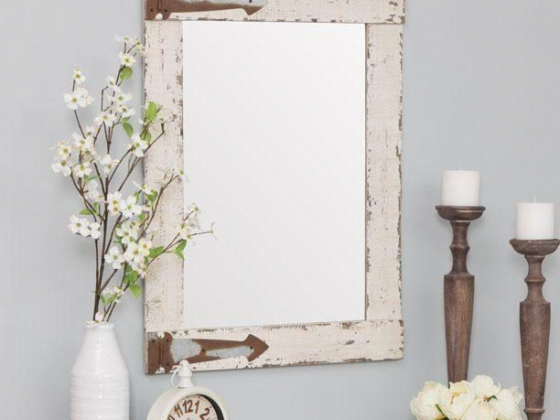 Aspire Home Accents Serenad Farmhouse Wall Mirror, White, 30" x 22"